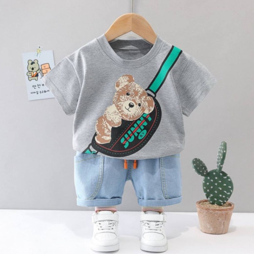 تیشرت و شلوارک بچگانه خرسی کیف سینه 9 ماه تا 5 سال