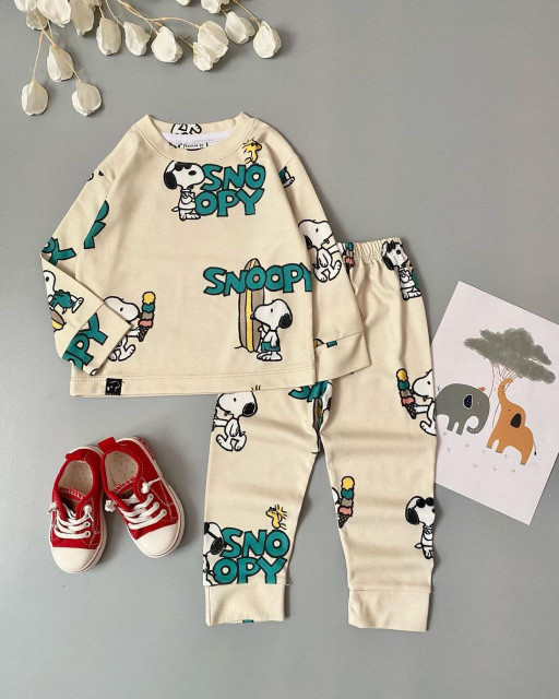 ست بلوز شلوار راحتی بچگانه طرح اسنوپی Snoopy برای 9 ماه تا 5 سال