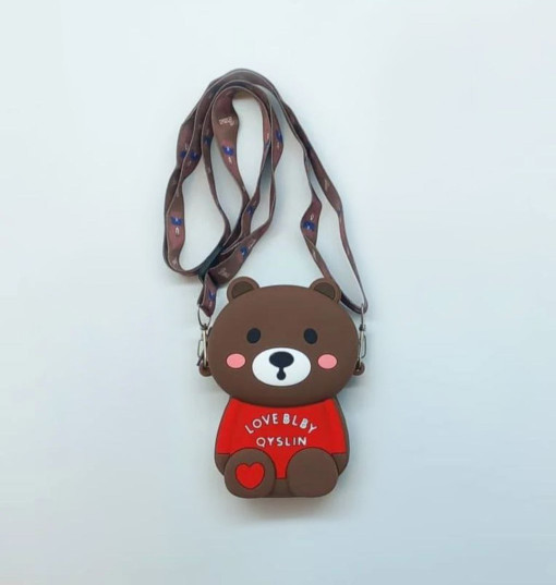 کیف سیلیکونی تدی بچگانه رنگ قهوه ای