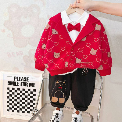 سه تیکه بچگانه طرح تدی پاپیونی 9 ماه تا 5 سال