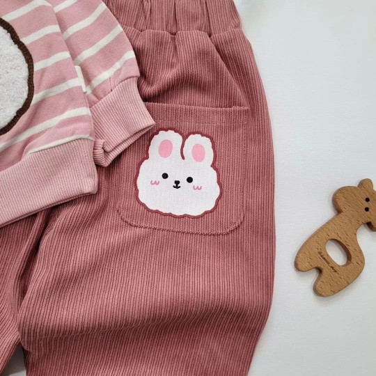 بلوز شلوار بچگانه دخترانه طرح خرگوش راه راه 9 ماه تا 5 سال