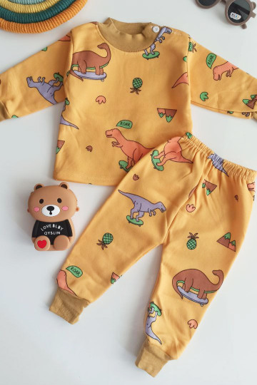 ست بلوز شلوار بچگانه توکرکی نقلی طرح دایناسور 3 ماه تا 2 سال