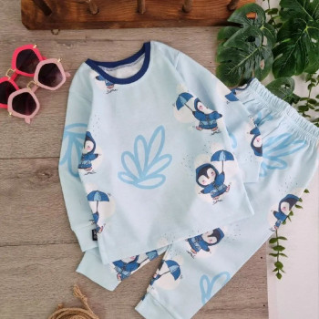 ست بلوز شلوار راحتی بچگانه طرح پنگوئن 9 ماه تا 5 سال