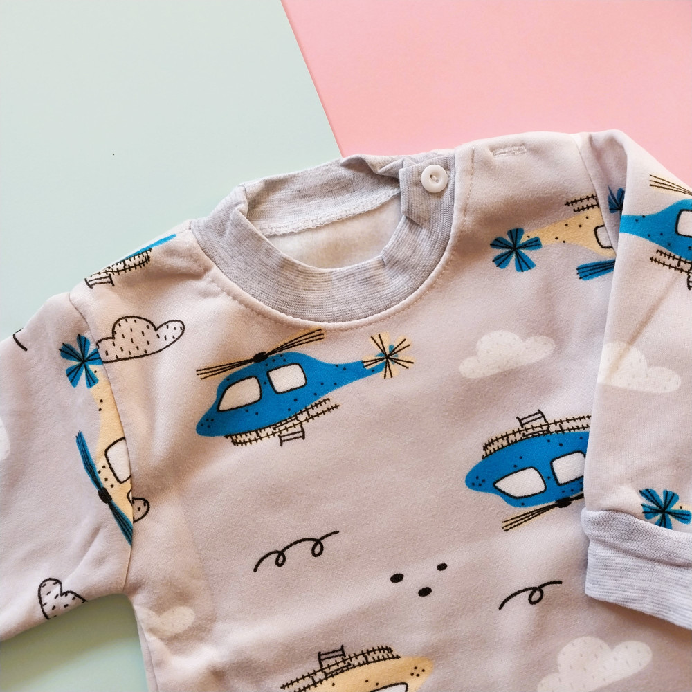 ست بلوز شلوار بچگانه توکرکی نقلی طرح هلی کوپتر 3 ماه تا 2 سال