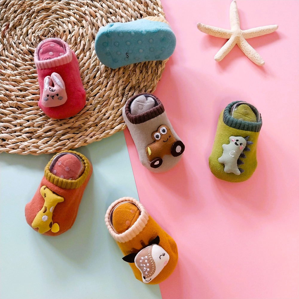 جوراب عروسکی بچگانه کف استپ دار چند رنگ تا 1 سال