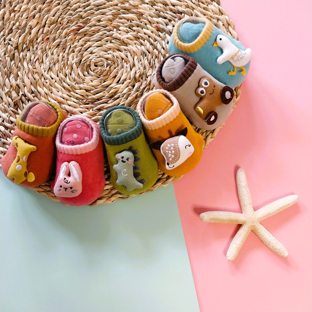 جوراب عروسکی بچگانه کف استپ دار چند رنگ تا 1 سال