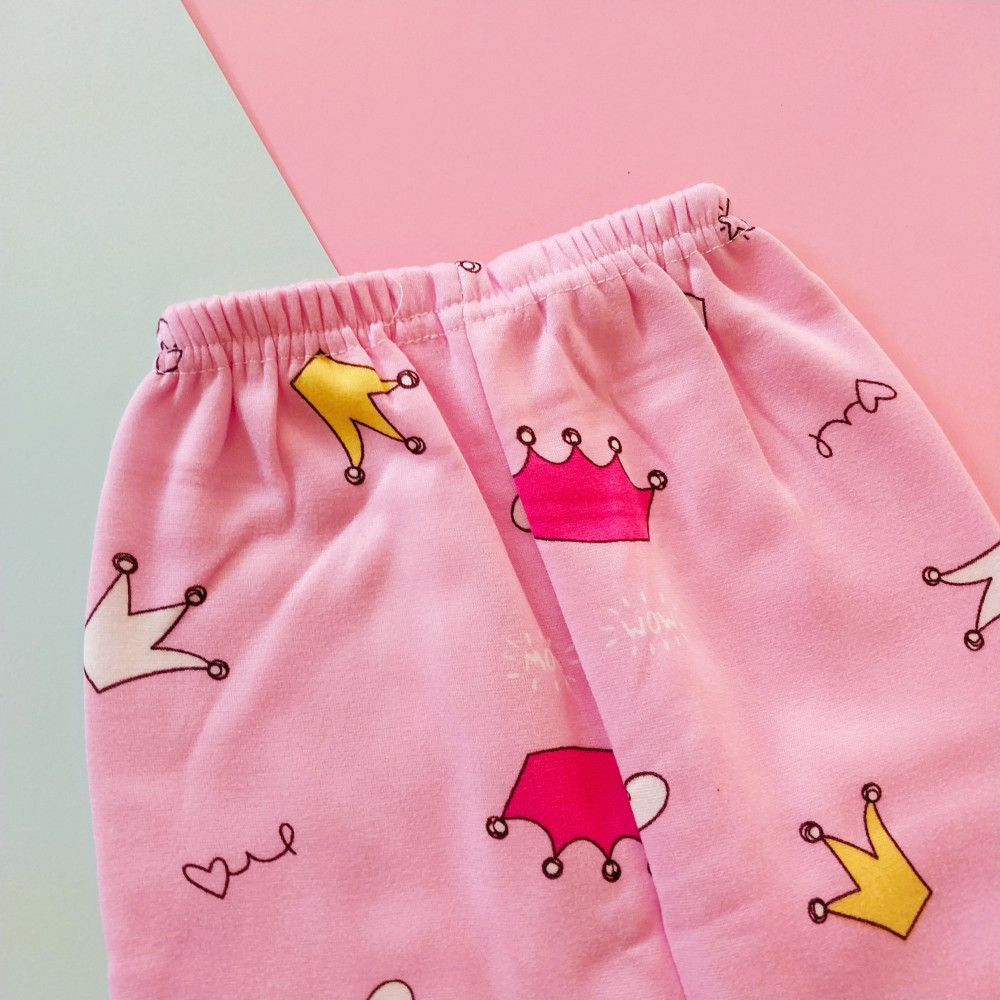 ست بلوز شلوار بچگانه توکرکی نقلی طرح تاج 3 ماه تا 2 سال