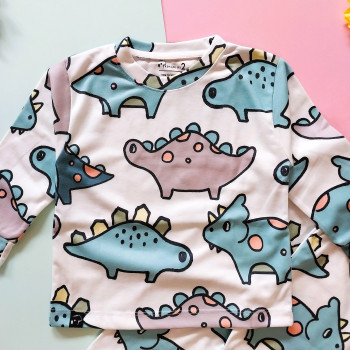 ست بلوز شلوار راحتی بچگانه طرح دایناسور 1 تا 4 سال