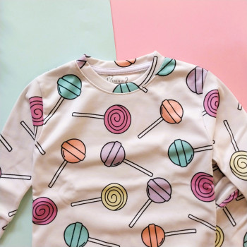 ست بلوز شلوار راحتی بچگانه طرح آب نبات 1 تا 4 سال