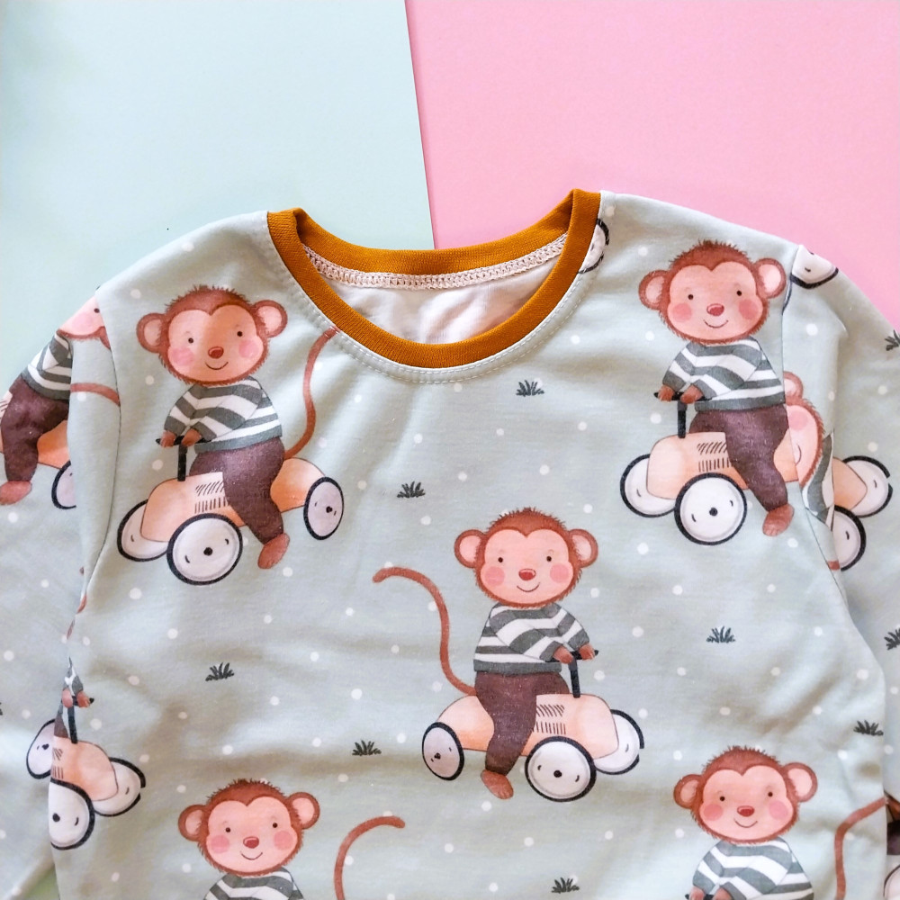 ست بلوز شلوار راحتی بچگانه طرح میمون 1 تا 3 سال