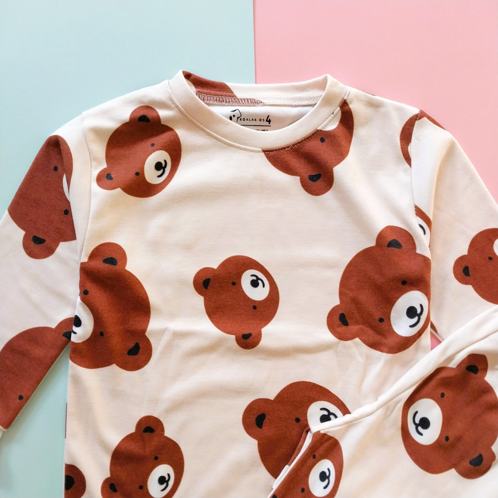 ست بلوز شلوار راحتی بچگانه طرح خرس قهوه ای 9 ماه تا 5 سال