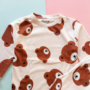 ست بلوز شلوار راحتی بچگانه طرح خرس قهوه ای 9 ماه تا 5 سال