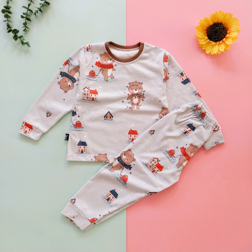 ست بلوز شلوار راحتی بچگانه طرح تدی 1 تا 7 سال