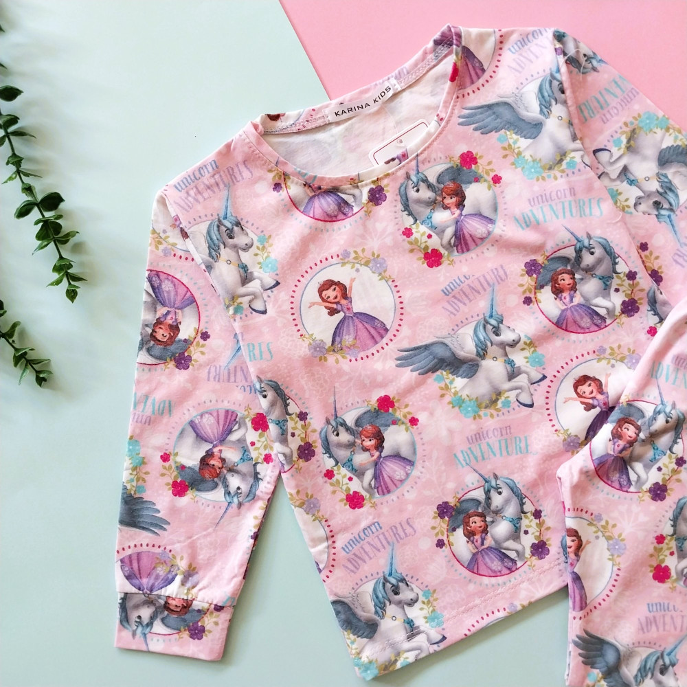 ست بلوز شلوار راحتی بچگانه صوفیا طرح یونیکورن 1 تا 7 سال