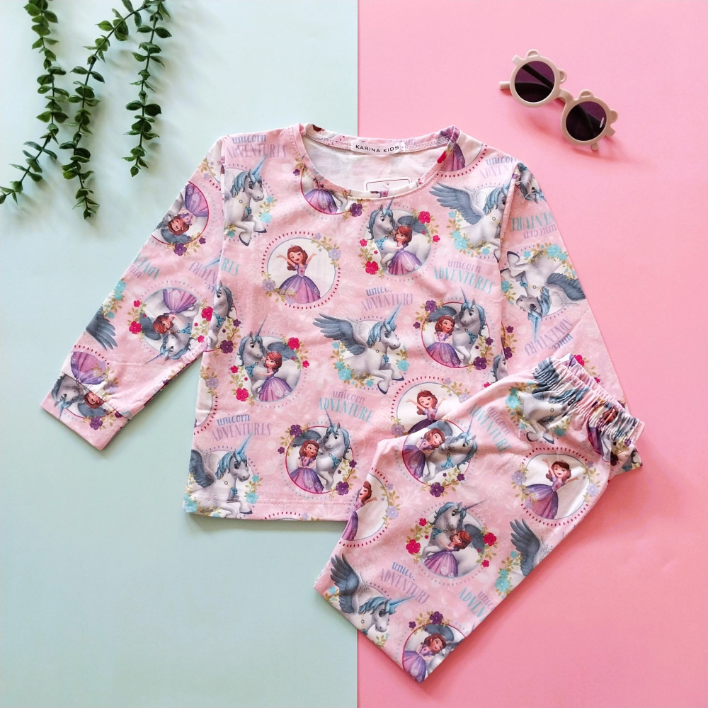 ست بلوز شلوار راحتی بچگانه صوفیا طرح یونیکورن 1 تا 7 سال