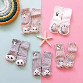 جوراب بچگانه طرح عروسکی دخترانه و پسرانه مناسب 1 تا 3 سال