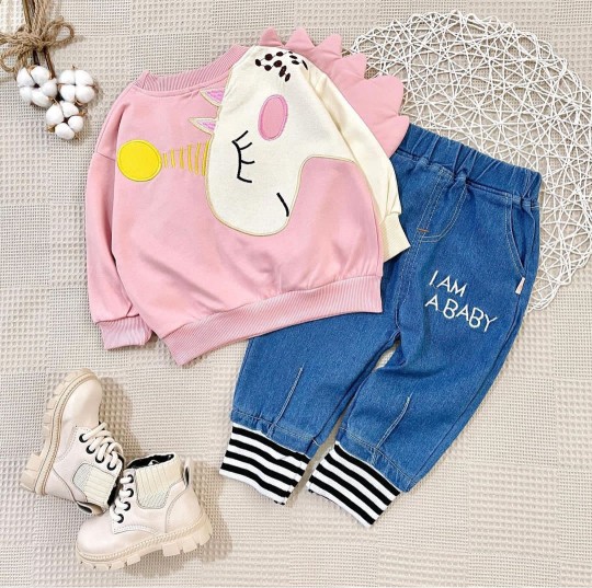 بلوز شلوار بچگانه طرح اسب تک شاخ دخترانه مناسب 1 تا 5 سال