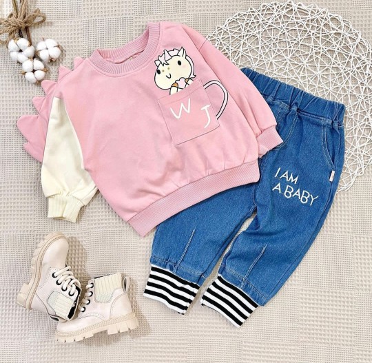 بلوز شلوار بچگانه طرح اسب تک شاخ دخترانه مناسب 1 تا 5 سال