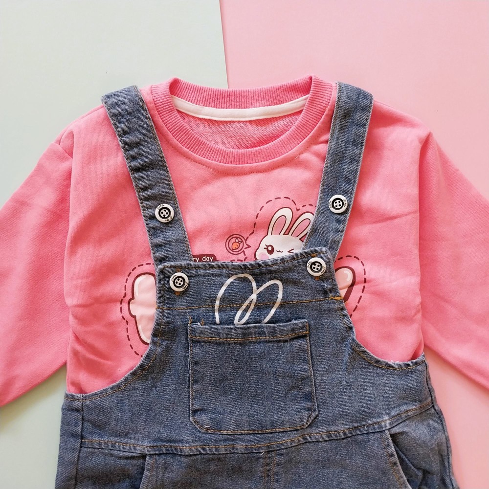 بیلر بلوز بچگانه دخترانه طرح خرگوش Happy مناسب 1 تا 5 سال