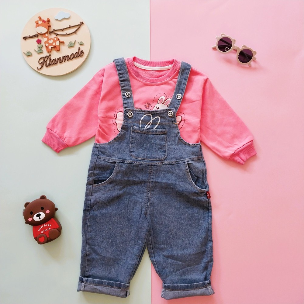 بیلر بلوز بچگانه دخترانه طرح خرگوش Happy مناسب 1 تا 5 سال