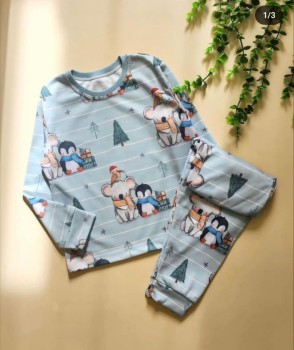بلوز شلوار بچگانه راحتی طرح پنگوئن و کوالا مناسب سنین 9 ماه تا 7 سال