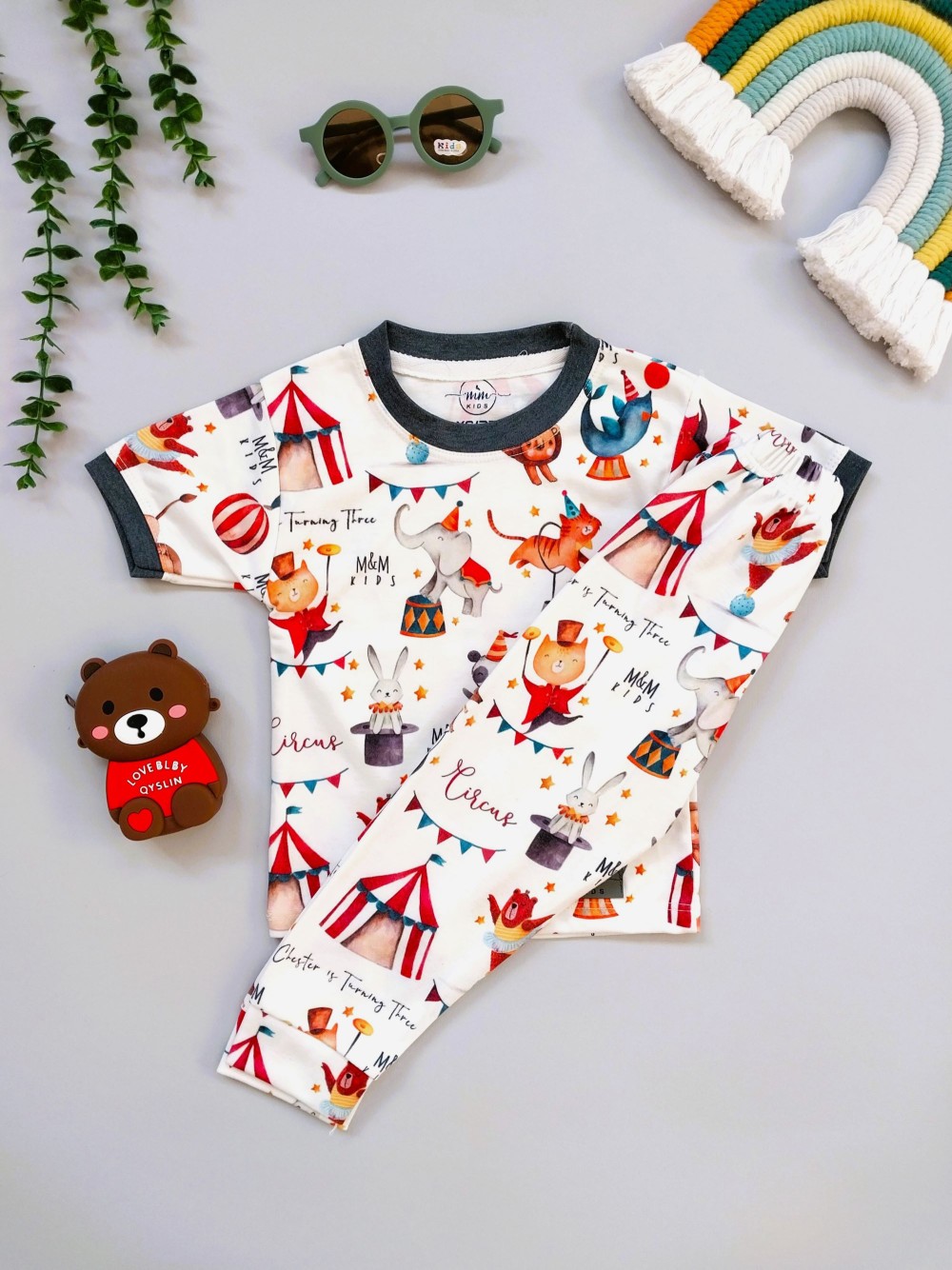 ست تیشرت شلوار راحتی بچگانه طرح حیوانات مناسب 1 تا 10 سال
