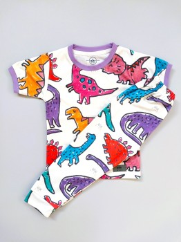 ست تیشرت شلوار راحتی بچگانه طرح دایناسور مناسب 1 تا 10 سال