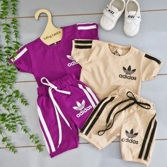 ست تیشرت شلوارک بچگانه طرح آدیداس مناسب 1 تا 8 سال