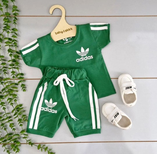 ست تیشرت شلوارک بچگانه طرح آدیداس مناسب 1 تا 8 سال