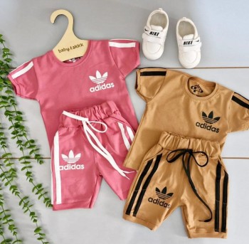 ست تیشرت شلوارک بچگانه طرح آدیداس مناسب 1 تا 8 سال