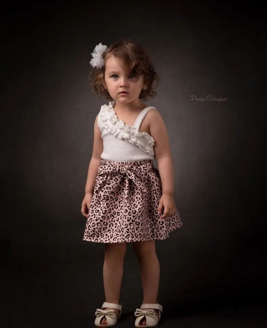 تاپ و دامن طرح پلنگی بچگانه مناسب 1 تا 7 سال