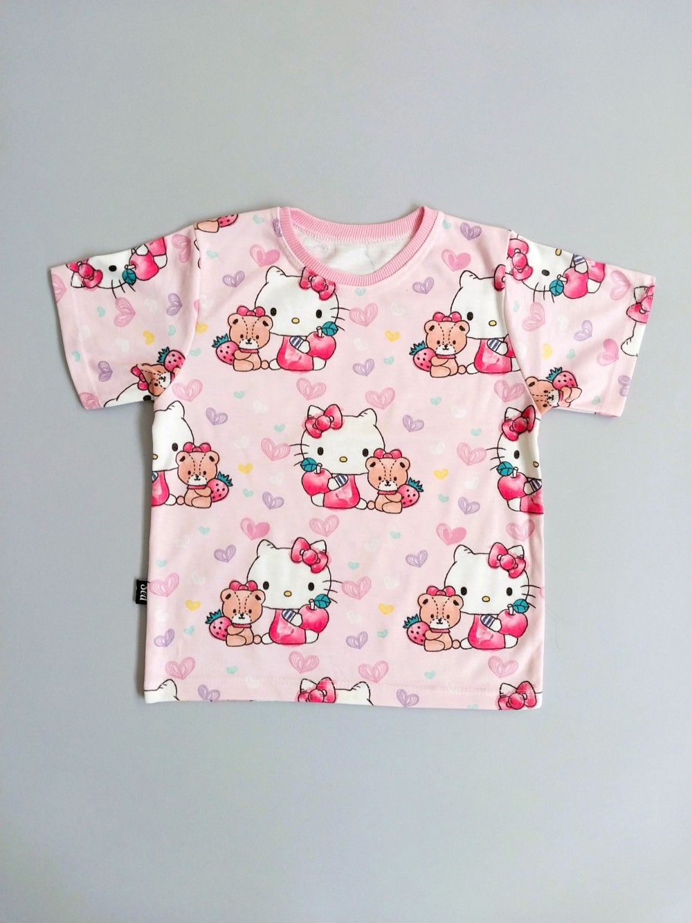 ست تیشرت شلوارک راحتی بچگانه طرح کیتی و خرس دخترانه مناسب 1 تا 5 سال