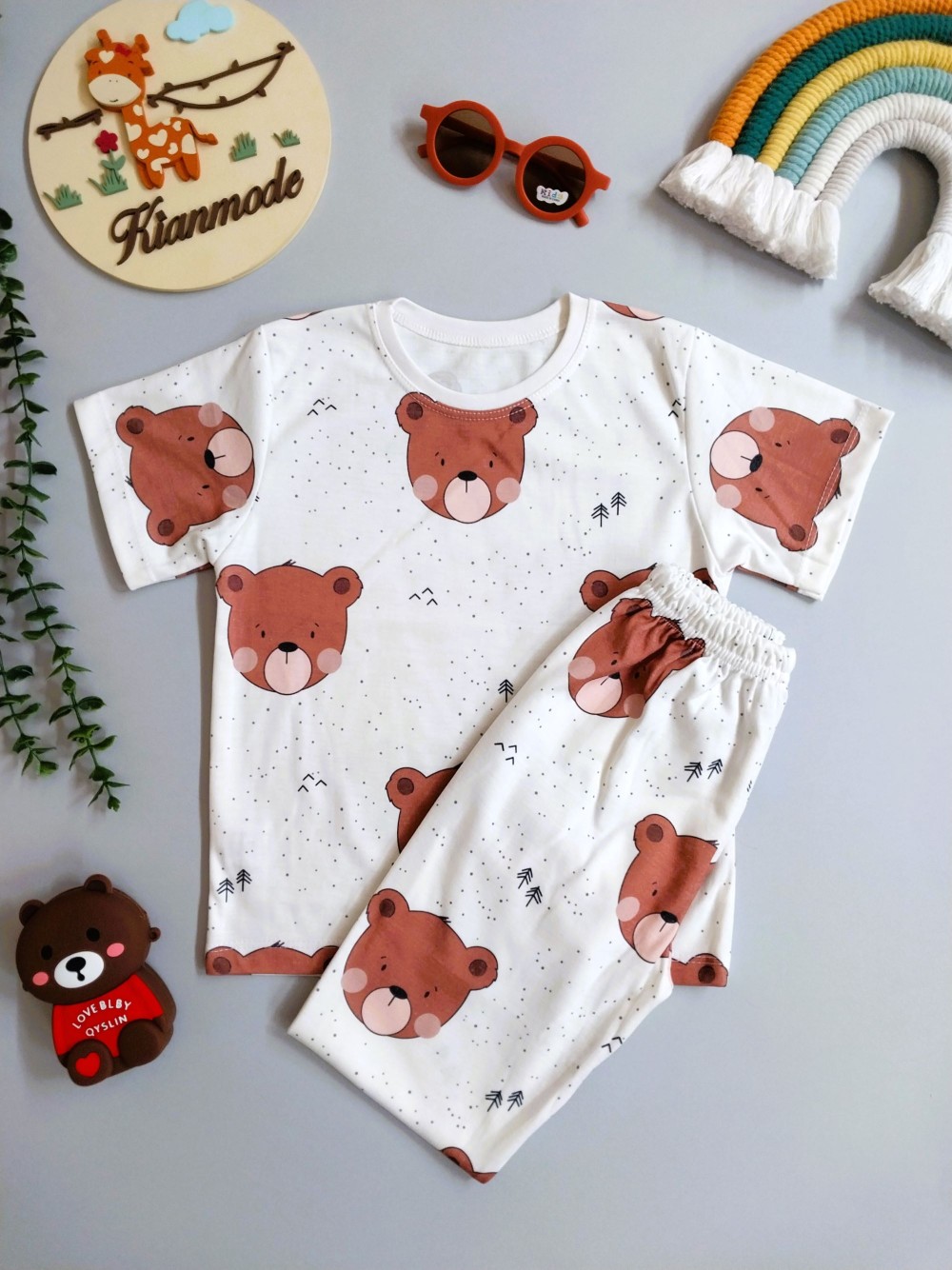 ست تیشرت شلوار راحتی بچگانه طرح خرس برای 1 تا 5 سال