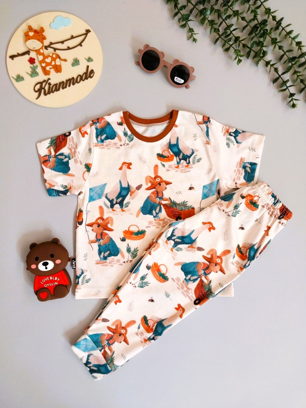 ست راحتی تیشرت و شلوار بچگانه طرح حیوانات برای 1 تا 5 سال