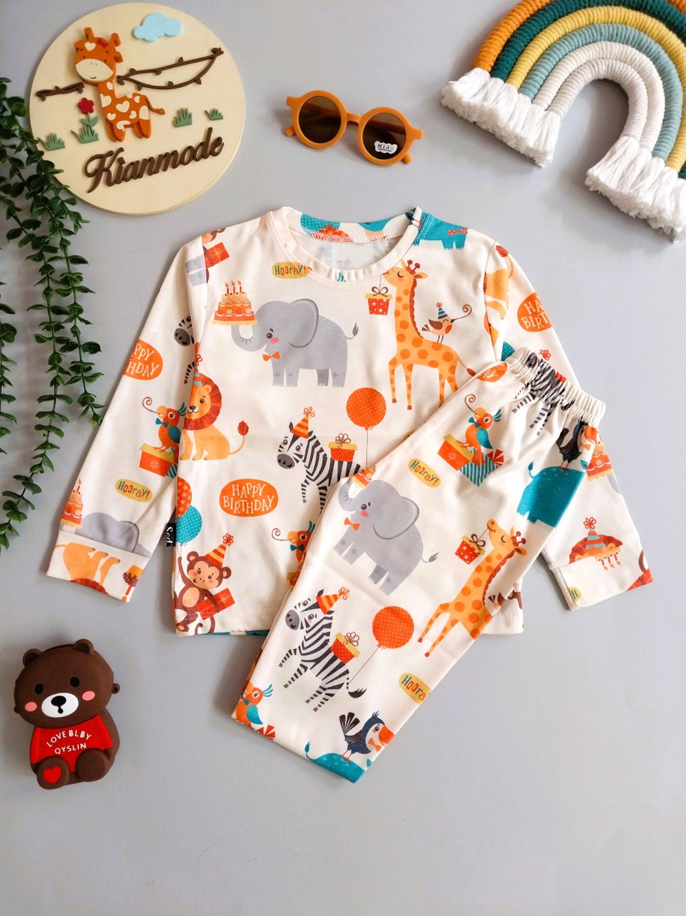 ست راحتی بلوز شلوار بچگانه طرح حیوانات مناسب 1 تا 7 سال