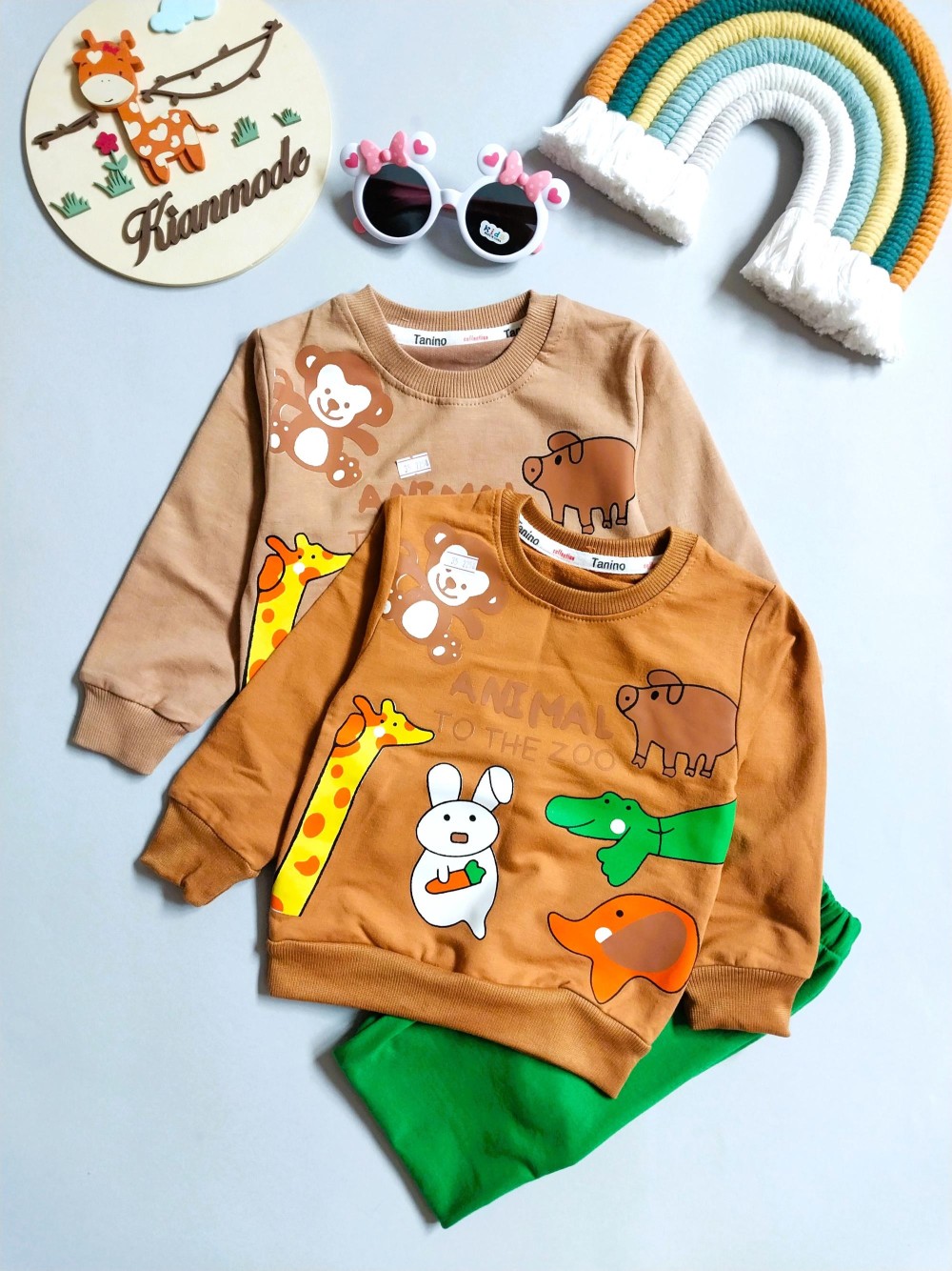 ست بلوز شلوار راحتی بچگانه طرح حیوانات مناسب 1 تا 6 سال