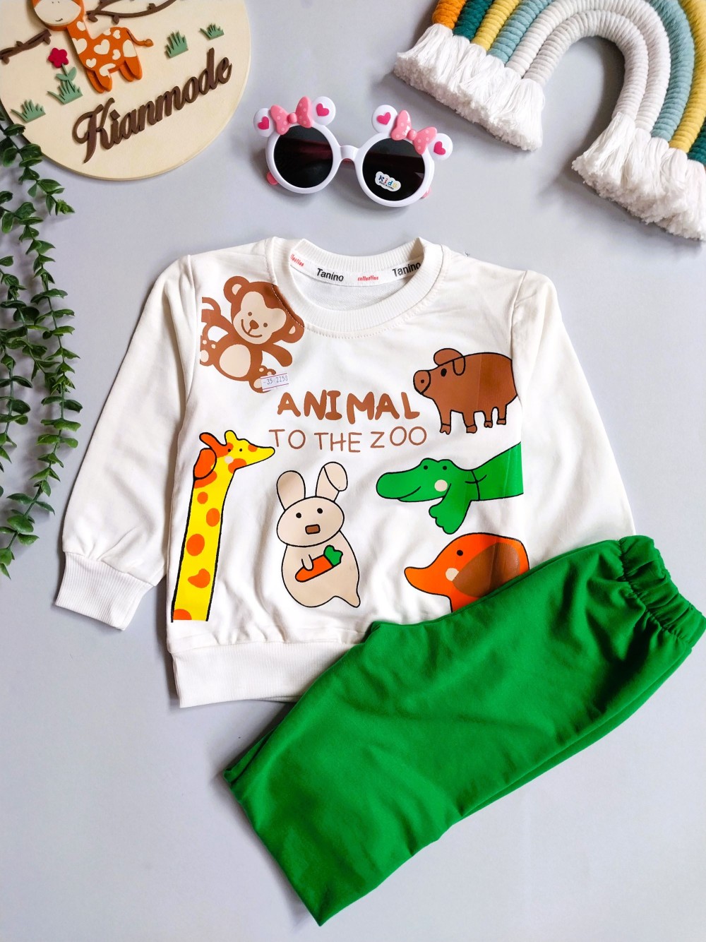 ست بلوز شلوار راحتی بچگانه طرح حیوانات مناسب 1 تا 6 سال
