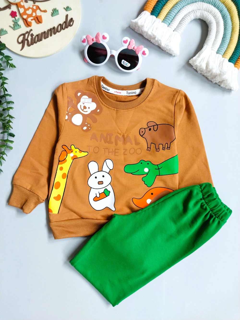 ست بلوز شلوار راحتی بچگانه طرح حیوانات مناسب 1 تا 6 سال