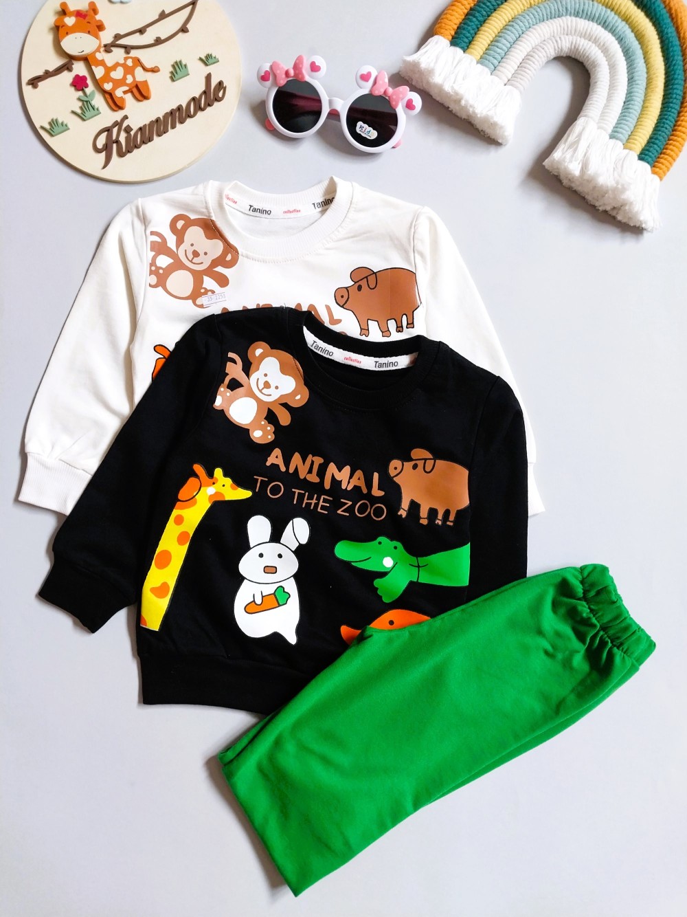 ست بلوز شلوار راحتی بچگانه طرح حیوانات مناسب 1 تا 6 سال