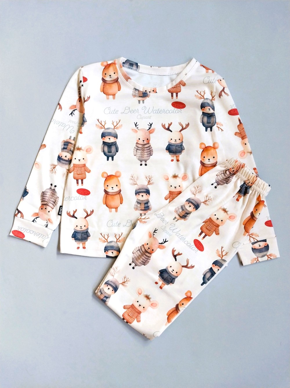 ست بلوز شلوار راحتی بچگانه طرح گوزن مناسب 1 تا 7 سال