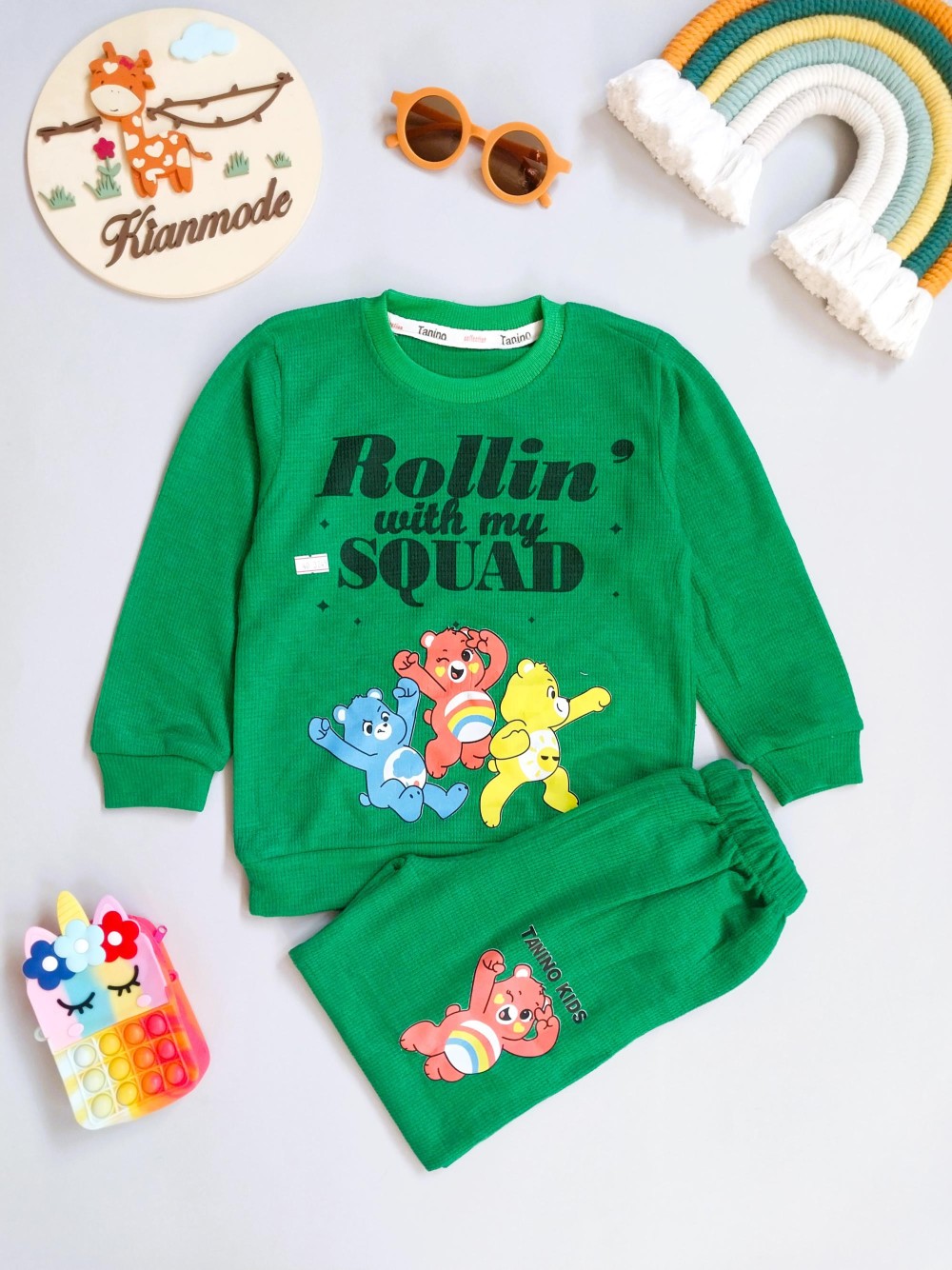 ست بلوز شلوار بچگانه راحتی بیسکویتی مناسب 2 تا 5 سال