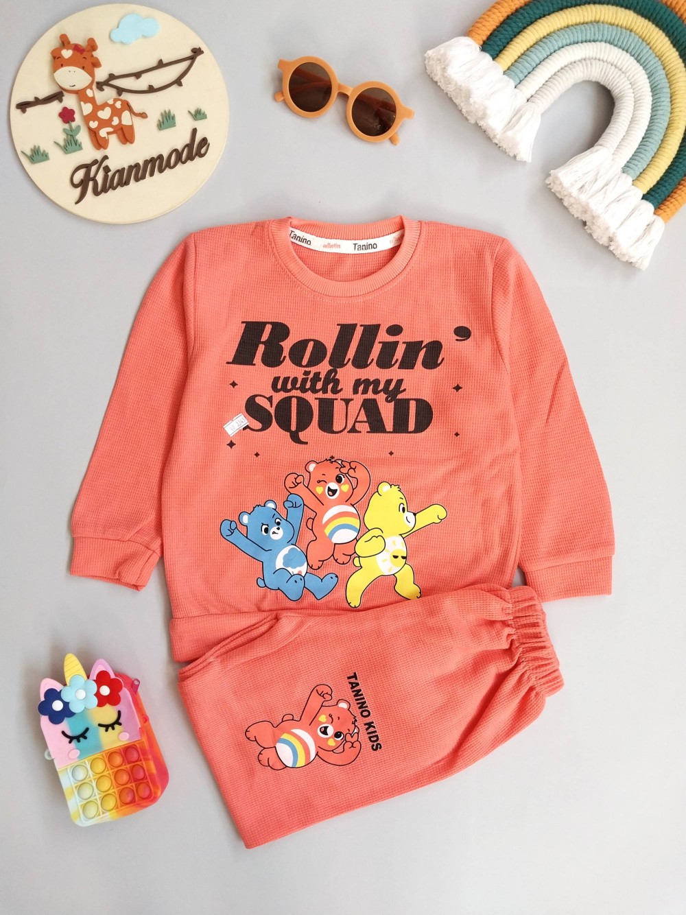 ست بلوز شلوار بچگانه راحتی بیسکویتی مناسب 2 تا 5 سال