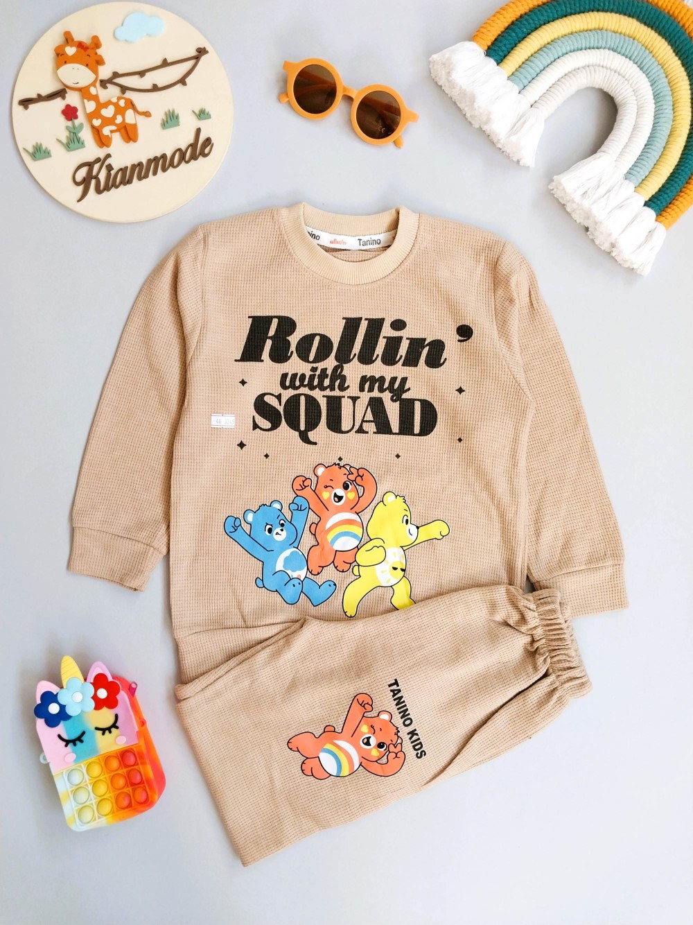 ست بلوز شلوار بچگانه راحتی بیسکویتی مناسب 2 تا 5 سال