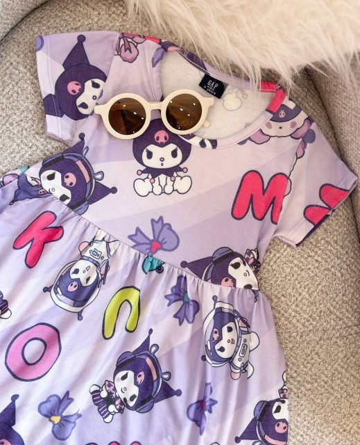 پیراهن دخترانه بچگانه طرح کرومی و پیاپینگ مناسب 3 تا 8 سال