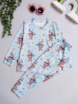 ست بلوز شلوار راحتی بچگانه طرح خرس پاییزی مناسب 1 تا 7 سال