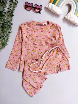 بلوز شلوار دخترانه کبریتی گلدار مناسب 2 تا 7 سال