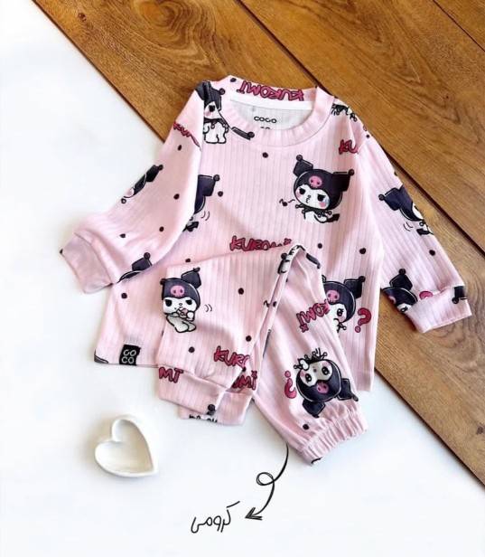 ست بلوز شلوار راحتی دخترانه بچگانه طرح کرومی مناسب یک تا هفت سال