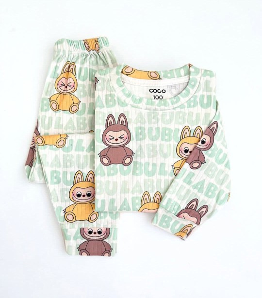 ست بلوز شلوار راحتی بچگانه طرح لبوبو مناسب یک تا هفت سال