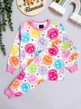 ست بلوز شلوار راحتی بچگانه طرح شکلک مناسب دو تا هشت سال