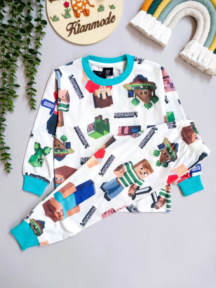 ست بلوز شلوار راحتی بچگانه ماینکرفت مناسب دو تا هشت سال